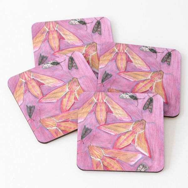 Item preview, Hawk Moths and Burnet Moths on pink background  designed and sold by Kyleacharisse.