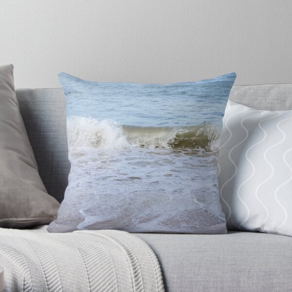 Ocean Waves on the Beach Throw Pillow