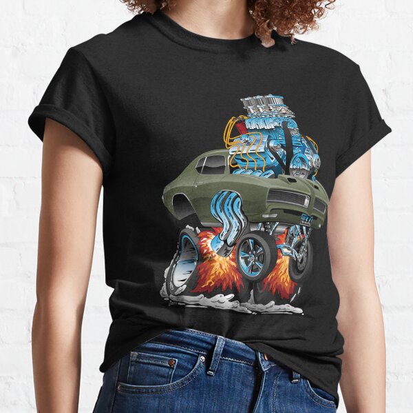 Classic American Muscle Car Hot Rod Cartoon Vector Illustration Classic T-Shirt