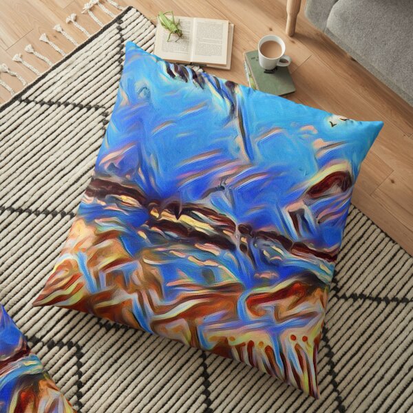 Holiday Dreaming 24 designed and created by (c) Janet Watson Art Floor Pillow