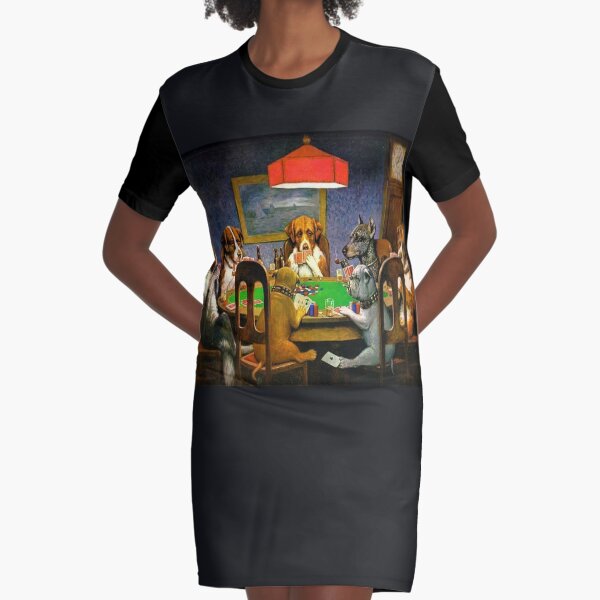 DOGS PLAYING POKER. A Friend in Need. Cassius Marcellus Coolidge. 1903. Graphic T-Shirt Dress
