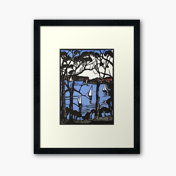 “Sydney Heads” Woodcut by Margaret Preston Framed Art Print