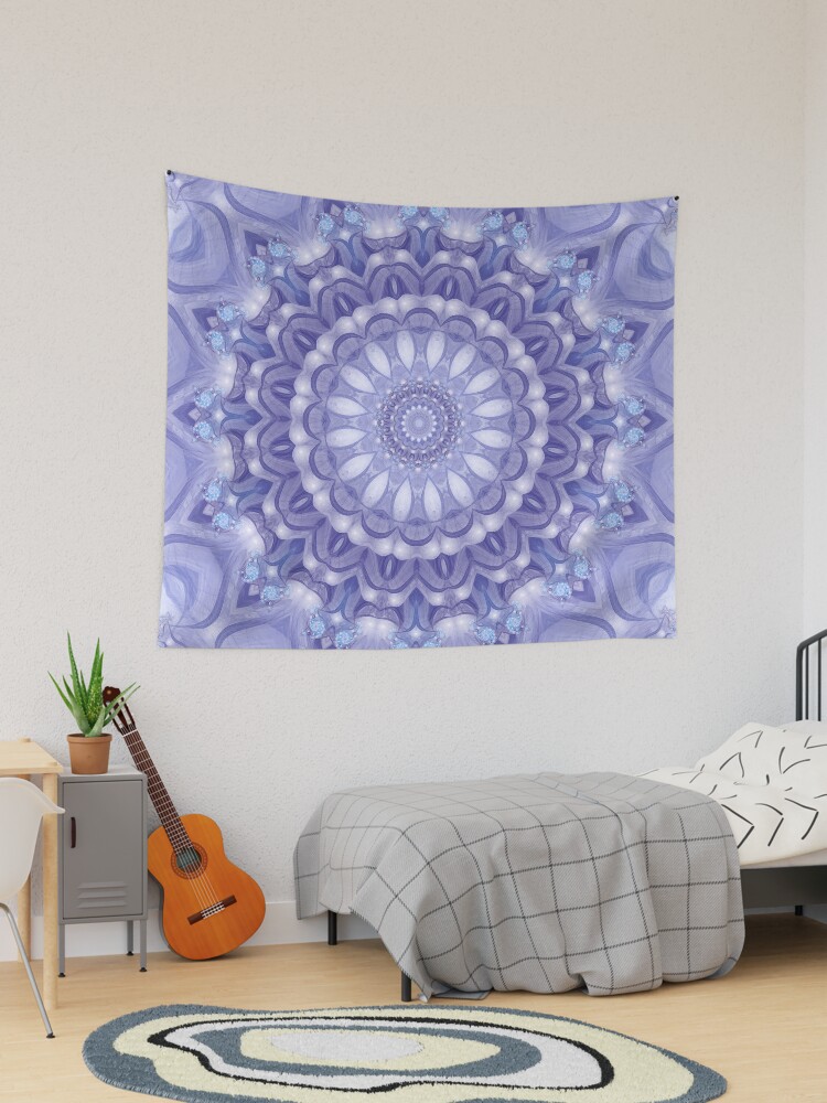 Light Blue Lavender and White Mandala 02 Tapestry for Sale by Kelly Dietrich Redbubble