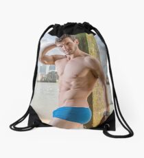 Sexy Male Model, Andrew Drawstring Bag