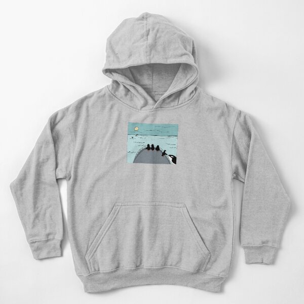 Penguin Family Goes on a Whale Watching Expedition Kids Pullover Hoodie
