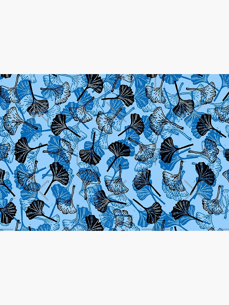 Ginkgo Biloba linocut pattern LIGHT BLUE by PrintablesP