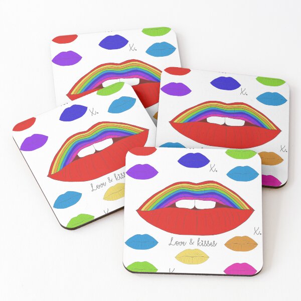 Item preview, # Pride Love & kisses rainbow lips  designed and sold by Leatextileart.