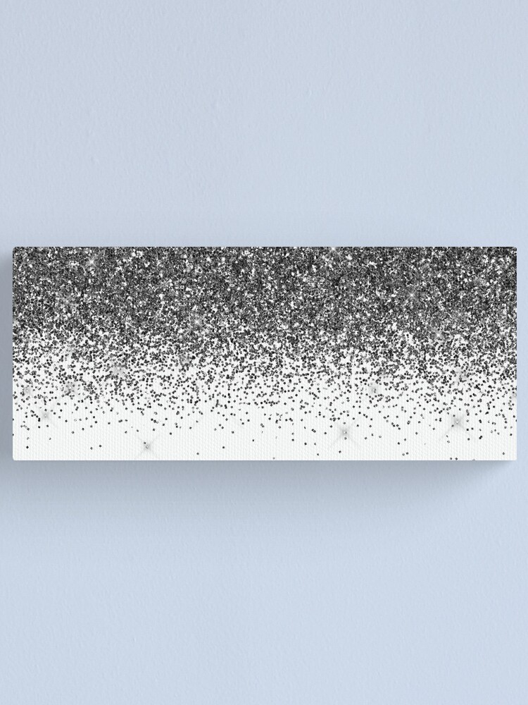 Black Grey Sparkle Glitter Fading Border | Canvas Print