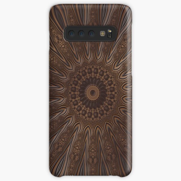 Faux Leather Brown Floral Pattern Samsung Galaxy Snap Case