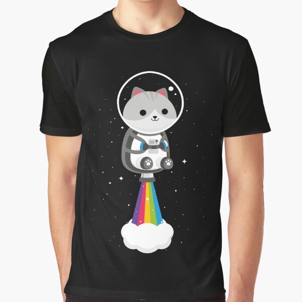 Artikel-Vorschau von Lustige Katze, die mit Regenbogen-Jetpack durch den Weltraum fliegt, designt und verkauft von May's Studio.