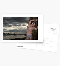 Dramatic Sky with Hot Model on the Thames in London with Andrew Postcards