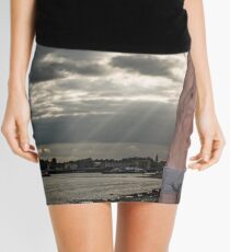Dramatic Sky with Hot Model on the Thames in London with Andrew Mini Skirt