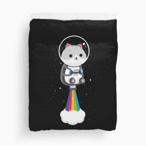 Item preview, Funny Cat Flying through Space with Rainbow Jetpack designed and sold by May's Studio.