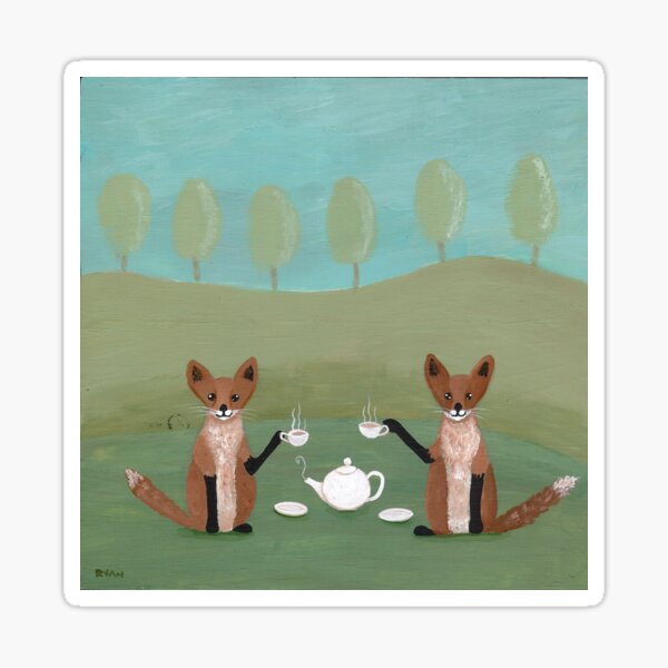 Item preview, Foxes for Tea designed and sold by KilkennyCat Art.