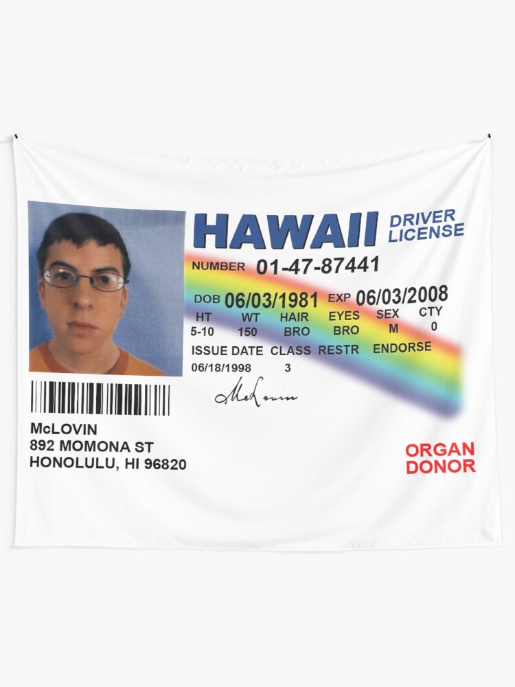 Alternate view of Superbad Fake ID License Tapestry
