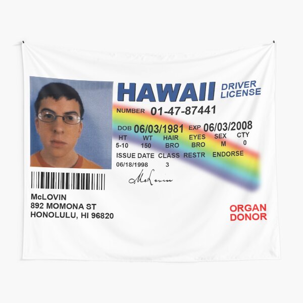 Superbad Fake ID License Tapestry