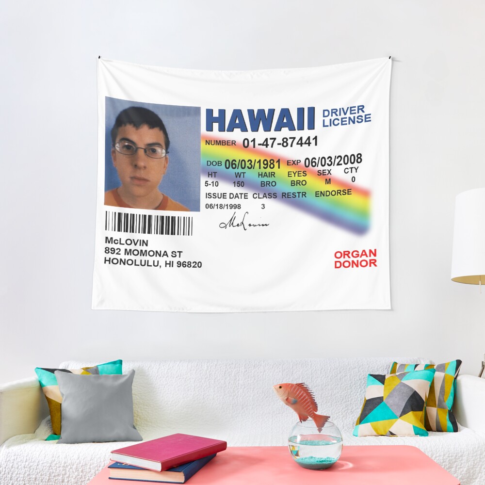 Superbad Fake ID License Tapestry