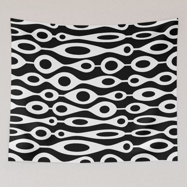 Item preview, Mid Century Modern Oval Geometric Pattern - Black White designed and sold by Elsy's Art.