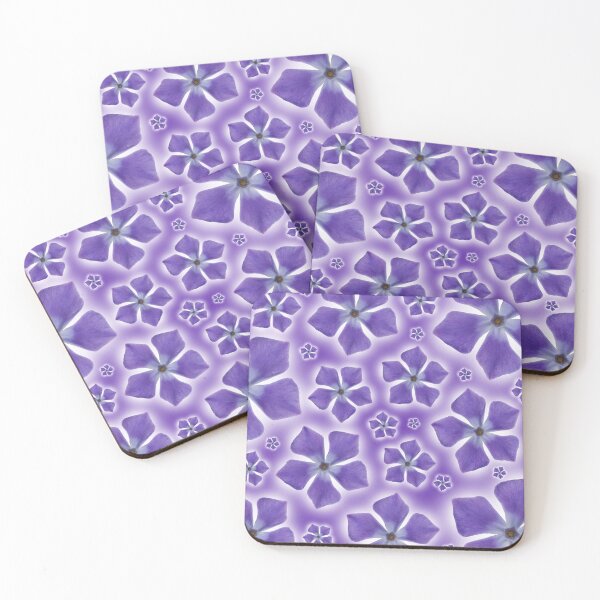 Item preview, A pattern of isolated Periwinkle blossom on a purple designed and sold by Phillip Thornton.