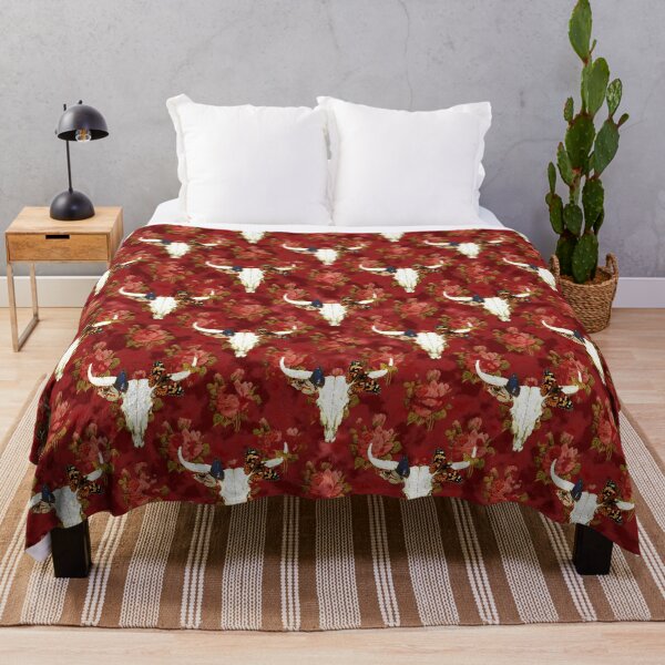 Item preview, Bull skull and roses - burgandy designed and sold by CharlieCreates.