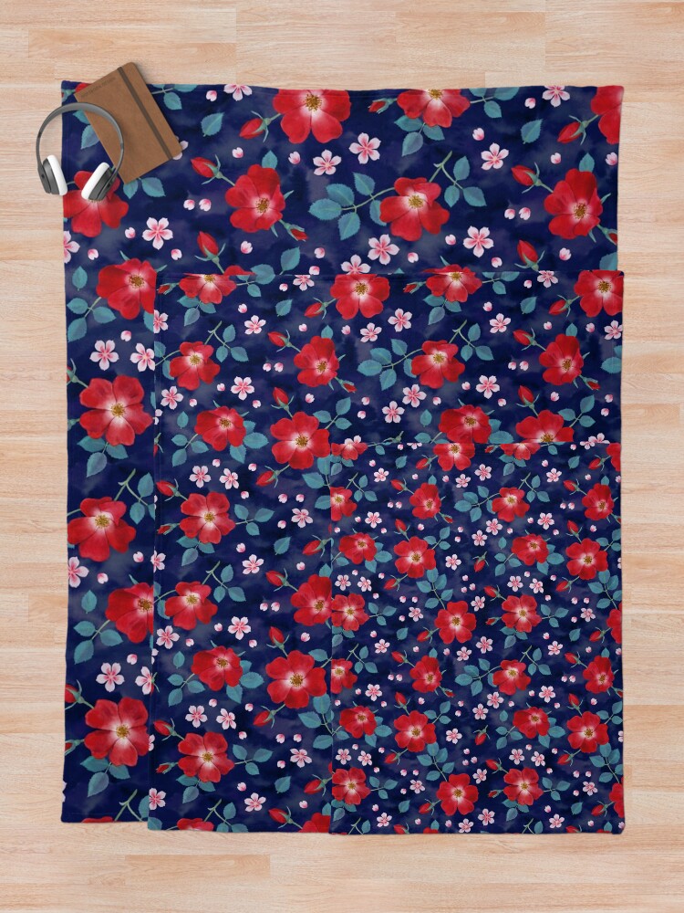 Alternate view of Moody Wild Roses Throw Blanket