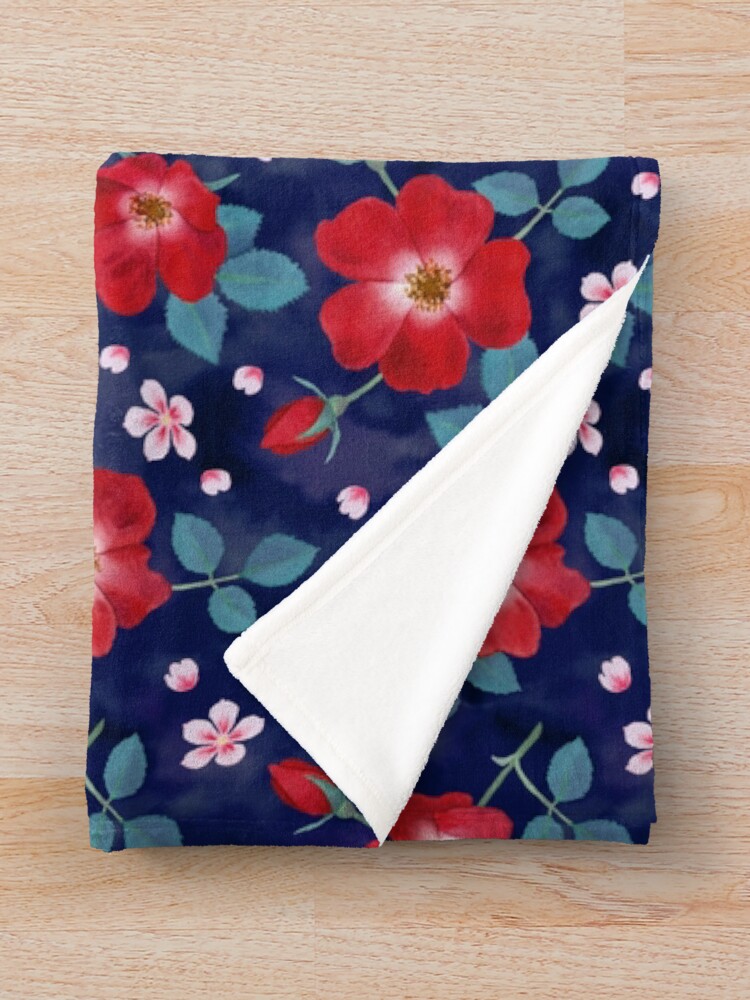 Alternate view of Moody Wild Roses Throw Blanket