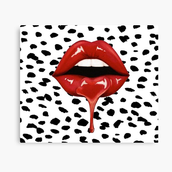 Louis Vuitton Dripping Lips White Can - Canvas Print