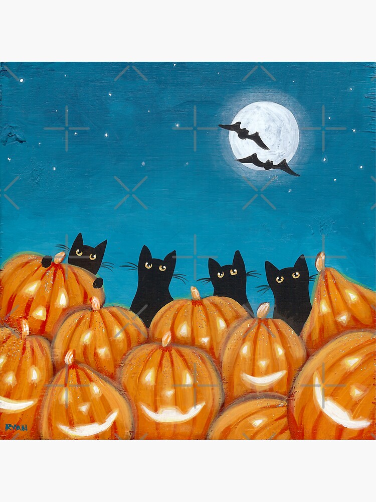 Thumbnail 3 of 3, Sticker, Halloween Black Cats designed and sold by kilkennycat.