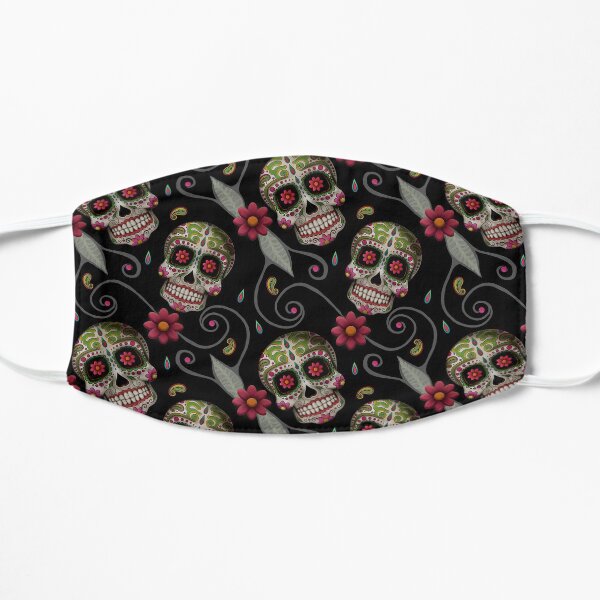 Calavera Mexicana 2.0 PATTERN negro Mascarilla plana