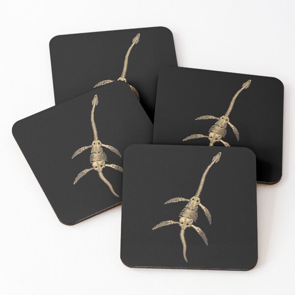 Item preview, Fossil Record - Gold Plesiosaur Fossil on Black Canvas  designed and sold by Serge Averbukh Art Studio.