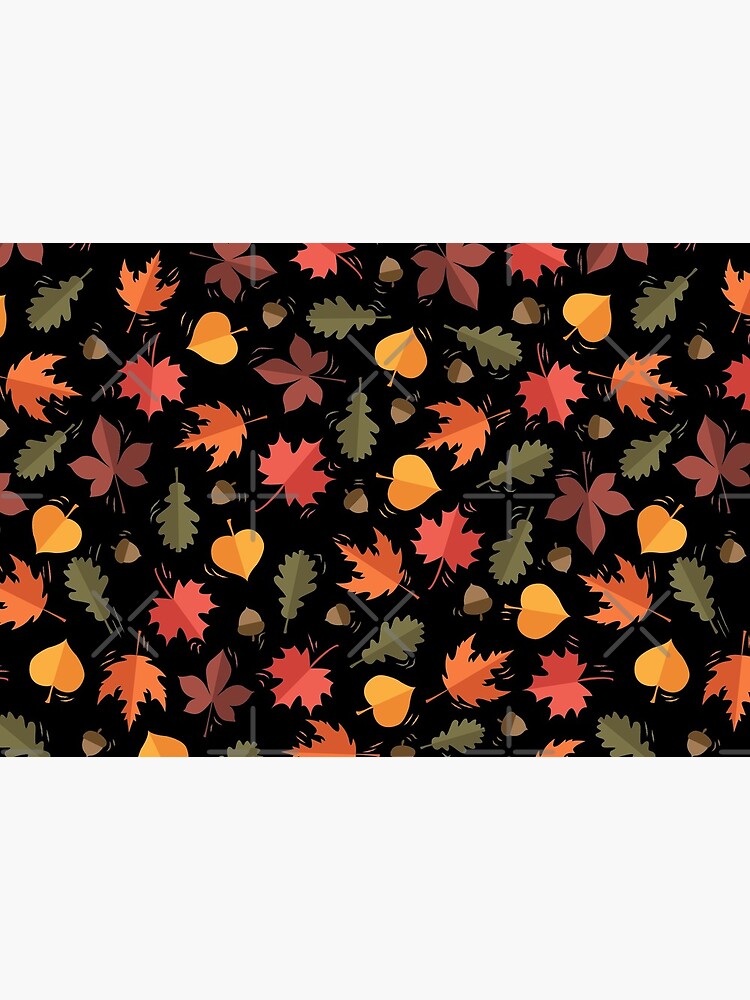 Autumn Leaves Pattern Black Background by PrintablesP