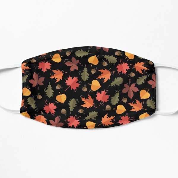 Autumn Leaves Pattern Black Background Mask
