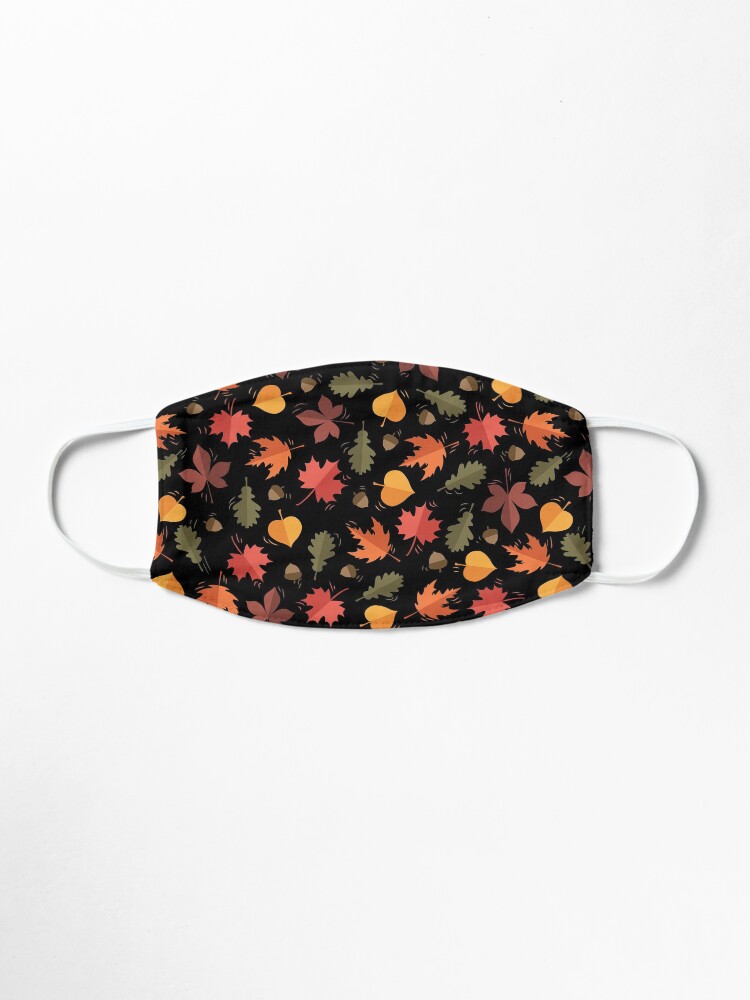 Alternate view of Autumn Leaves Pattern Black Background Mask