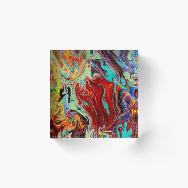 Poured Paint - Bright, Trendy and Colorful Abstract Print Acrylic Block