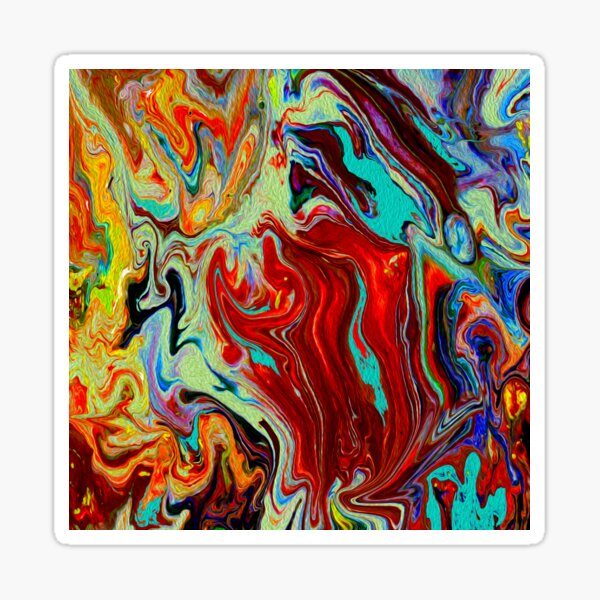 Poured Paint - Bright, Trendy and Colorful Abstract Print Sticker