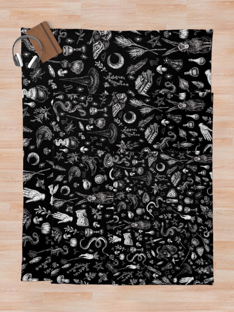 Alternate view of Salem Witch in Black Throw Blanket