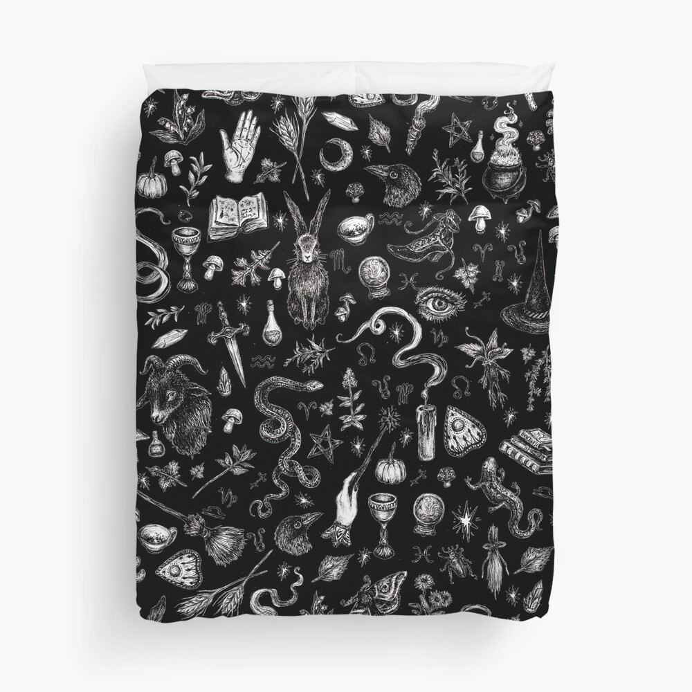 Salem Witch in Black Duvet Cover