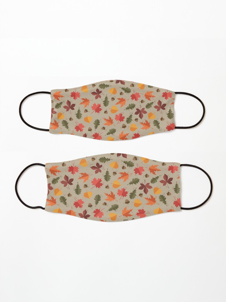 Alternate view of Autumn Leaves Pattern Beige Background Mask