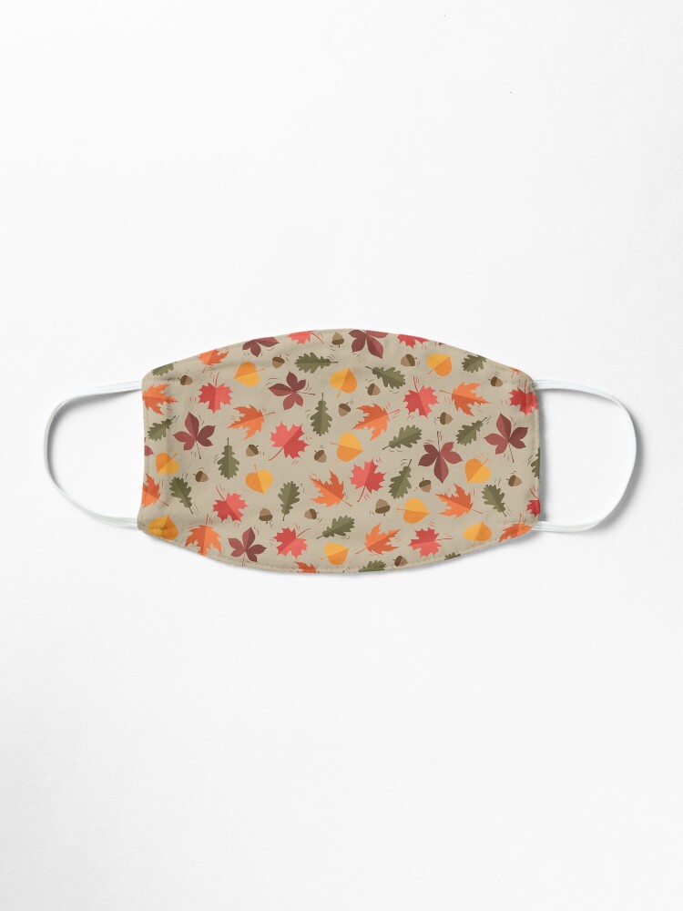 Alternate view of Autumn Leaves Pattern Beige Background Mask