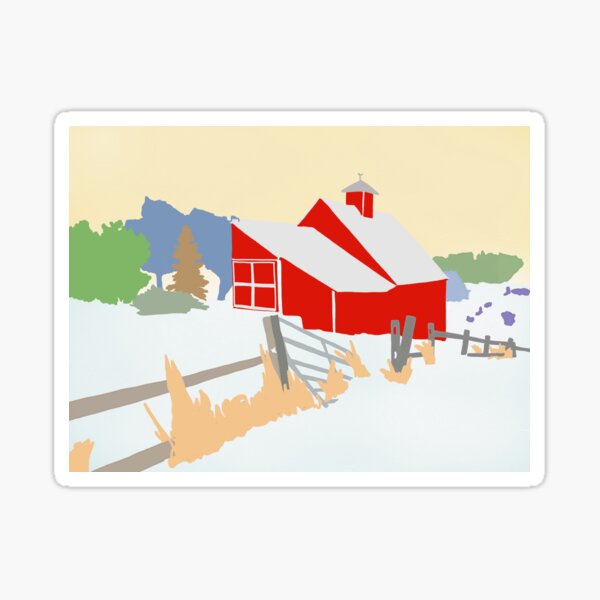 Winter Barn scene Sticker