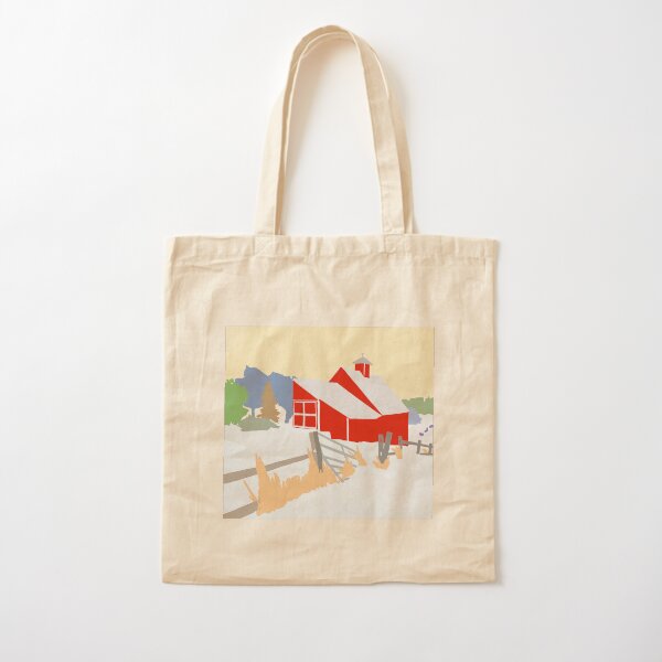 Winter Barn scene Cotton Tote Bag