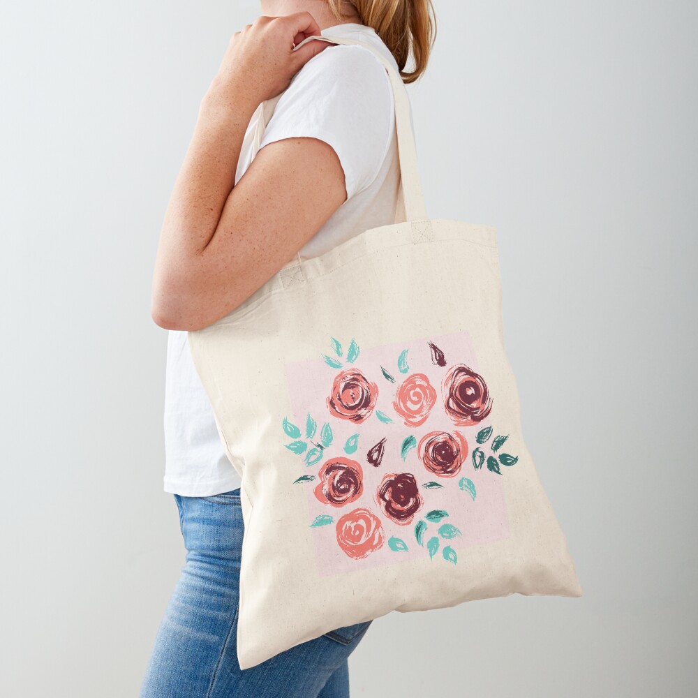 Brushstroke Roses Tote Bag