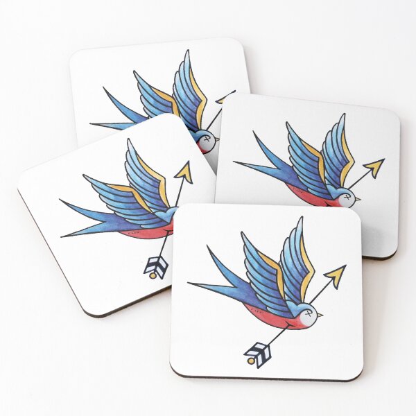 Item preview, Wounded blue swallow tattoo designed and sold by emeteneme.