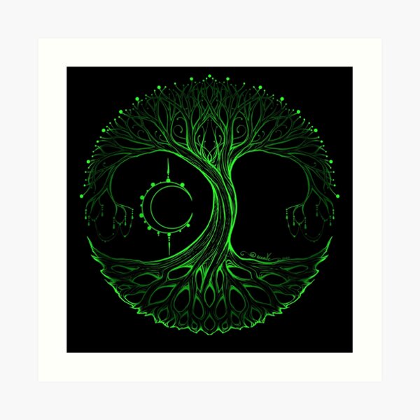 Dreamie's Tree of Life Electric Green Art Print