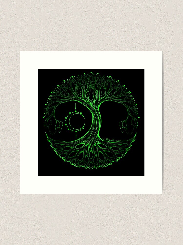 Alternate view of Dreamie's Tree of Life Electric Green Art Print
