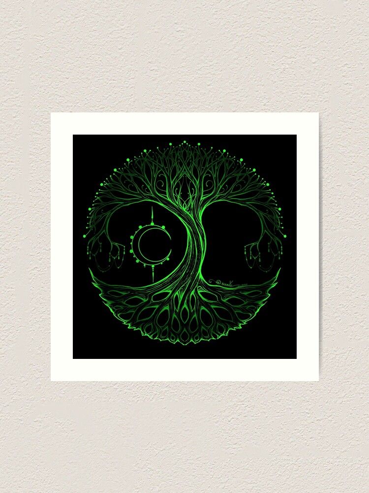 Alternate view of Dreamie's Tree of Life Electric Green Art Print