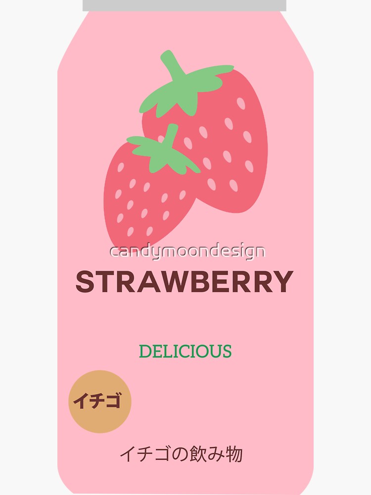 Strawberries Hearts Pink Kawaii Cute Cottagecore Aesthetic Sticker for  Sale by candymoondesign