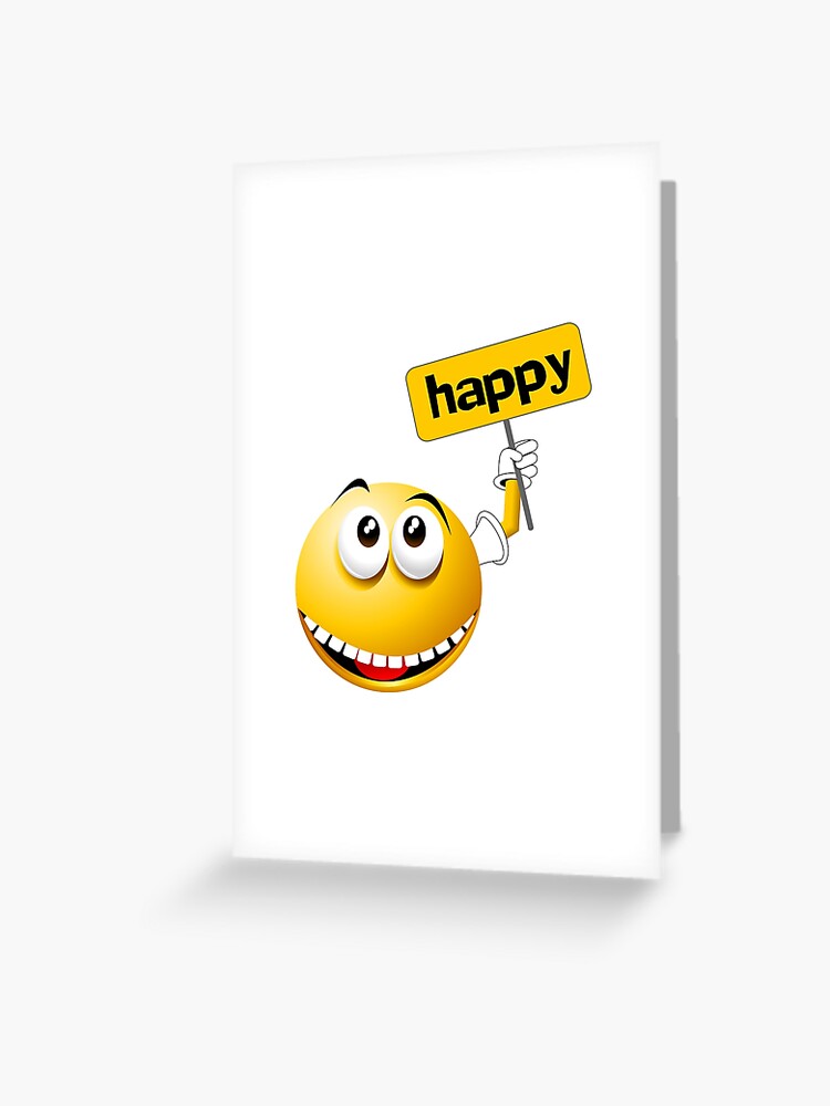 Carte De Vœux Icone Emoji Drole Smiley Heureux Par El Patron Redbubble