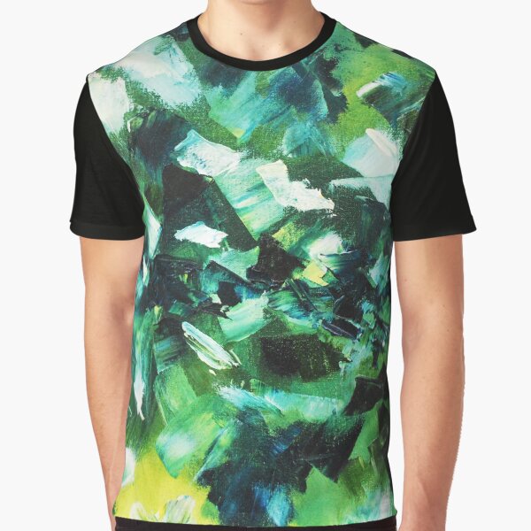 Yellow, Blue and Green Abstract Painting Graphic T-Shirt