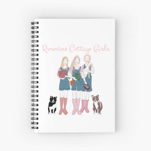 Rosevine Cottage Girls and Border Collies Spiral Notebook
